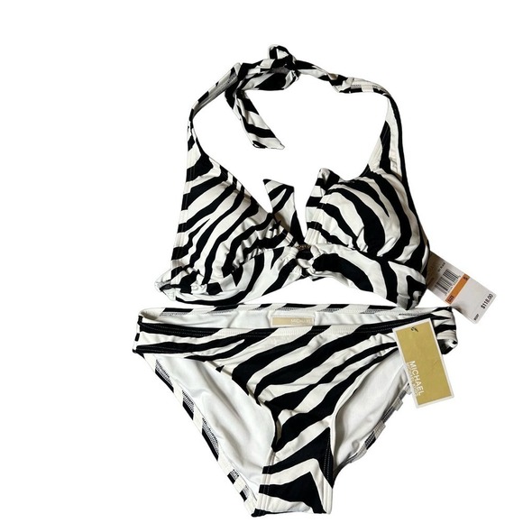 MICHAEL Michael Kors Other - Michael Kors Swim Bikini Set Women S Black White Zebra Print Beach Pool Swim NEW